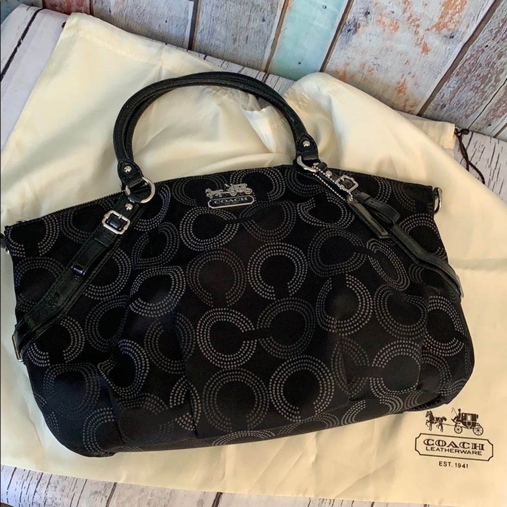 Coach Madison Black C Op Art Sateen Sophia Satchel